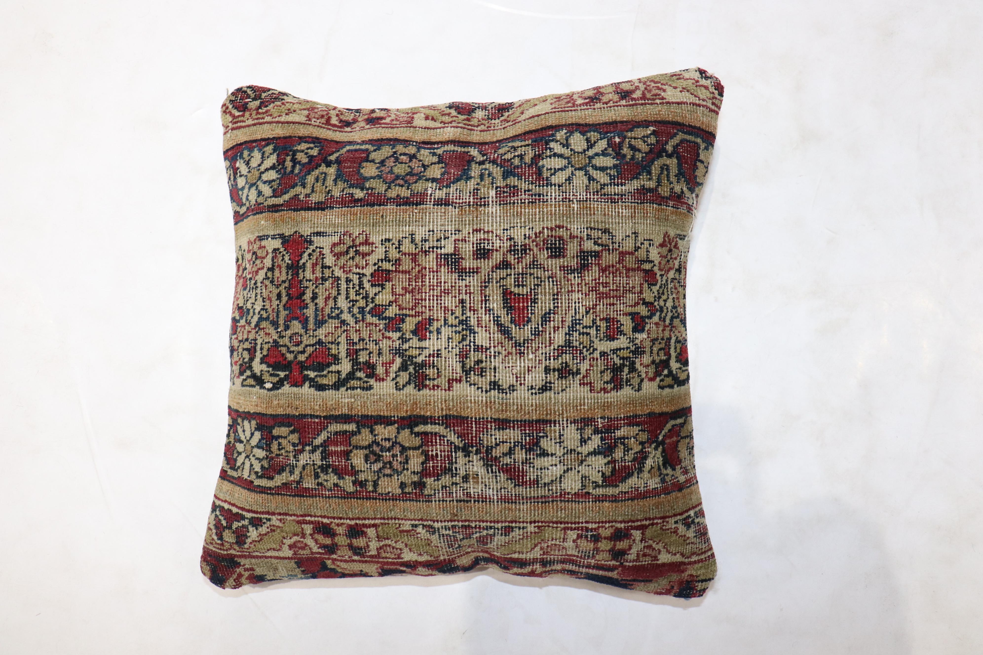 Turkish Persian Kerman Rug Pillow For Sale