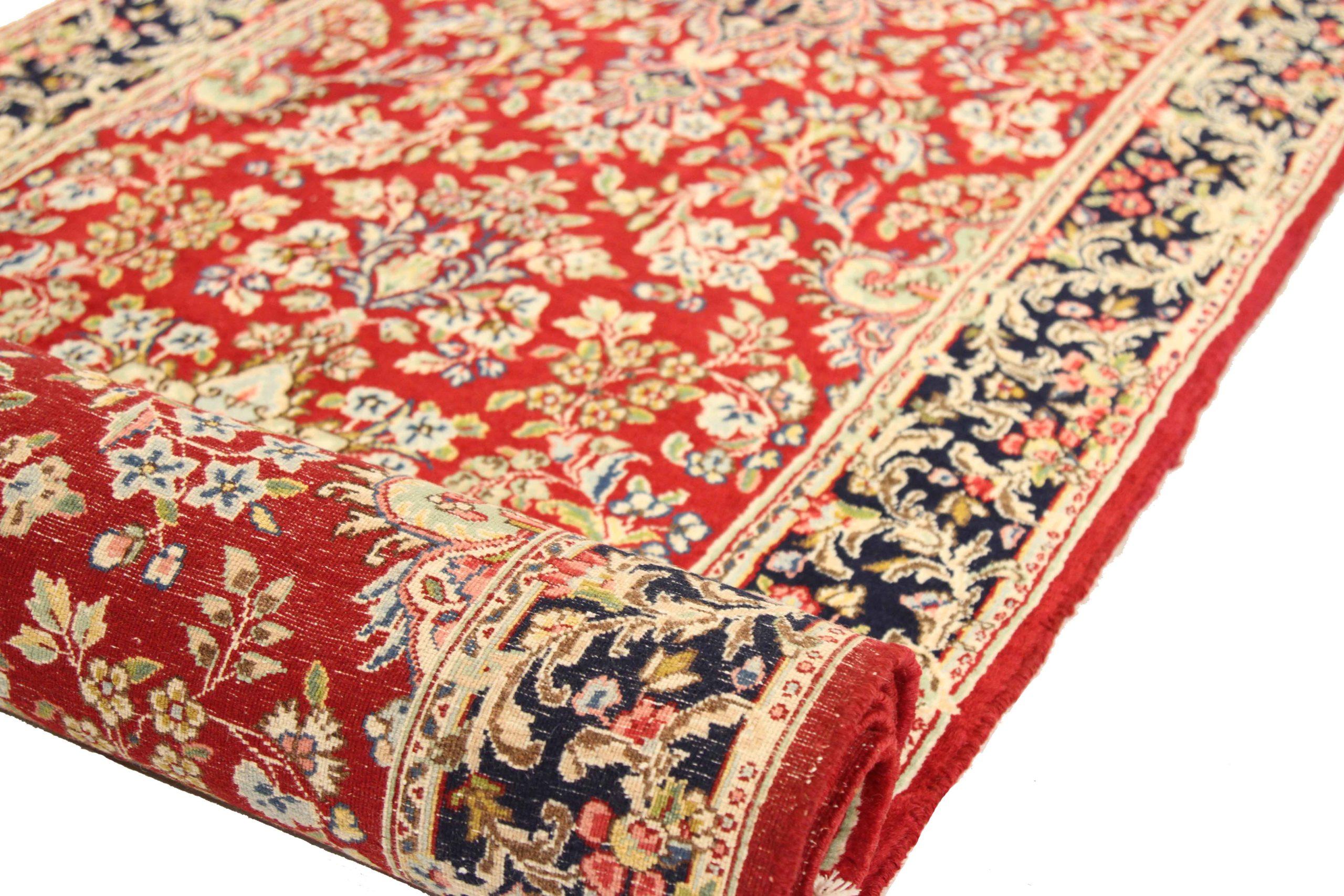 Persische Kerman Läufer Teppich Circa 1910 - Wolle Blau Braun Elfenbein Design - 75498 (Asiatisch) im Angebot