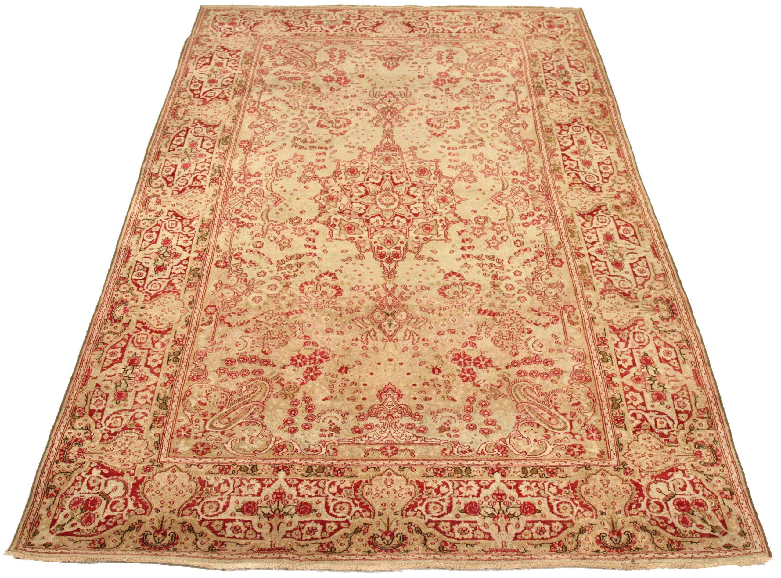 Discover the elegance of Persian Kerman featuring Small Rug in Circa 1880. Designed with Wool and IvoryPinkRed, this exclusive design is perfect for enhancing your space.