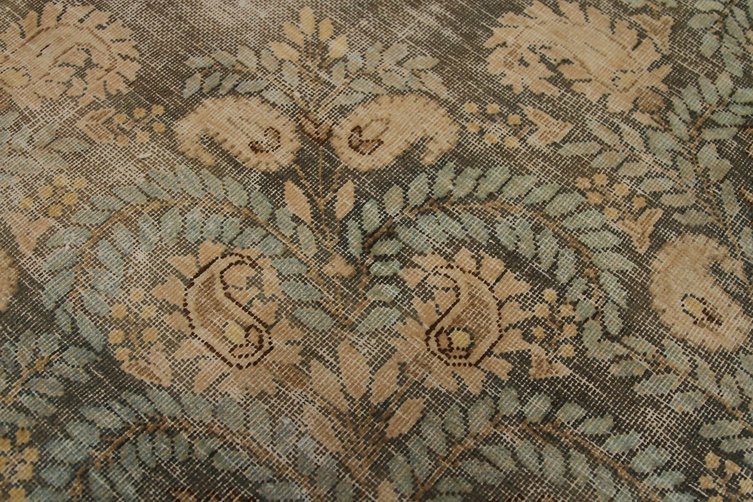 Persischer Kerman Kleiner Teppich Circa 1910 - Wolle Braun Grau Elfenbein Design - 90666 (20. Jahrhundert) im Angebot