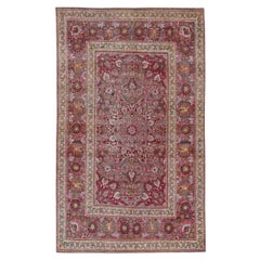 Persian Kerman Small Rug Circa 1910 - Wool Gray Pink Red Design - 91191