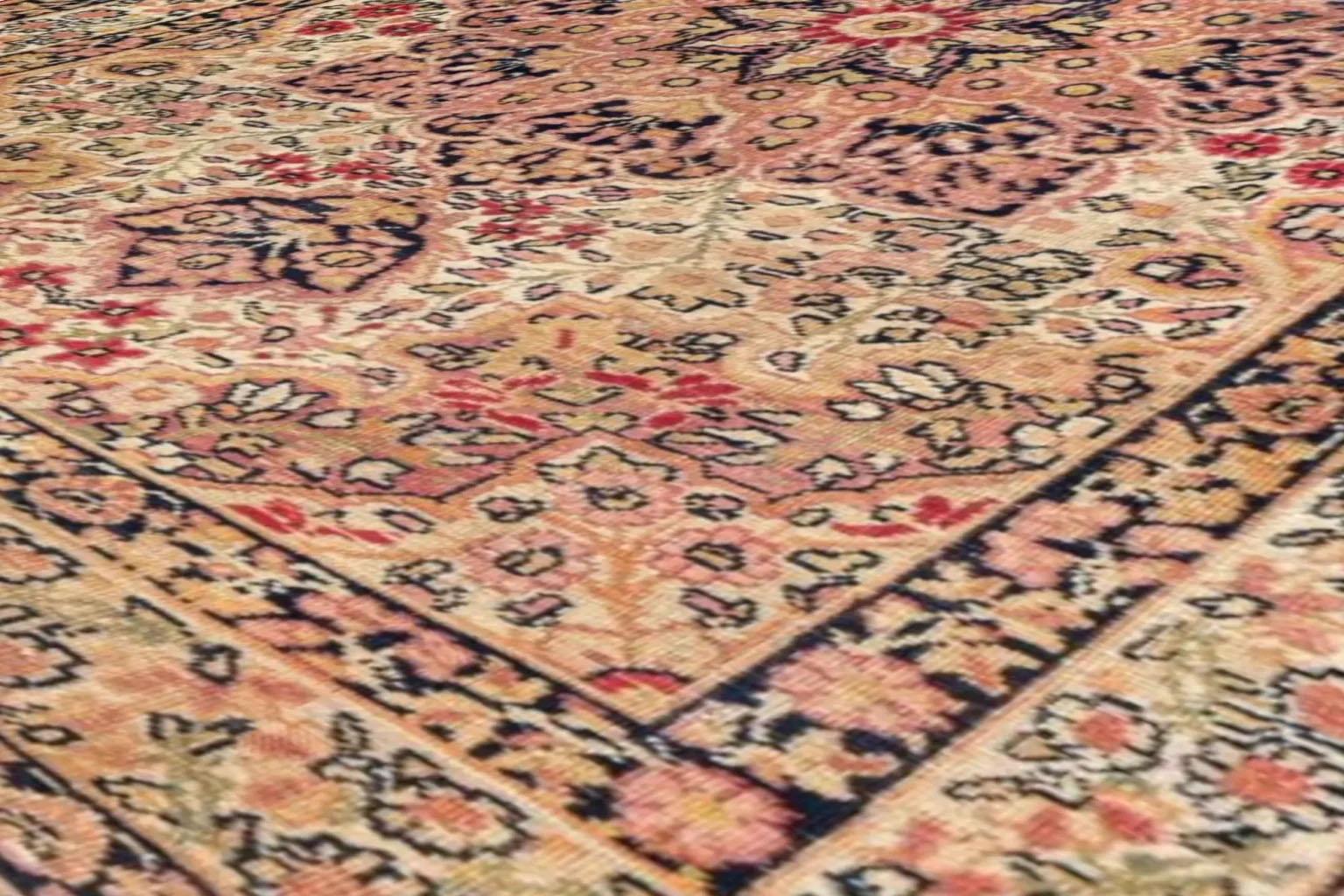 Alfombra Persa Kerman Pequeña Circa 1940 - Lana Marfil Rosa 73075 en venta 2