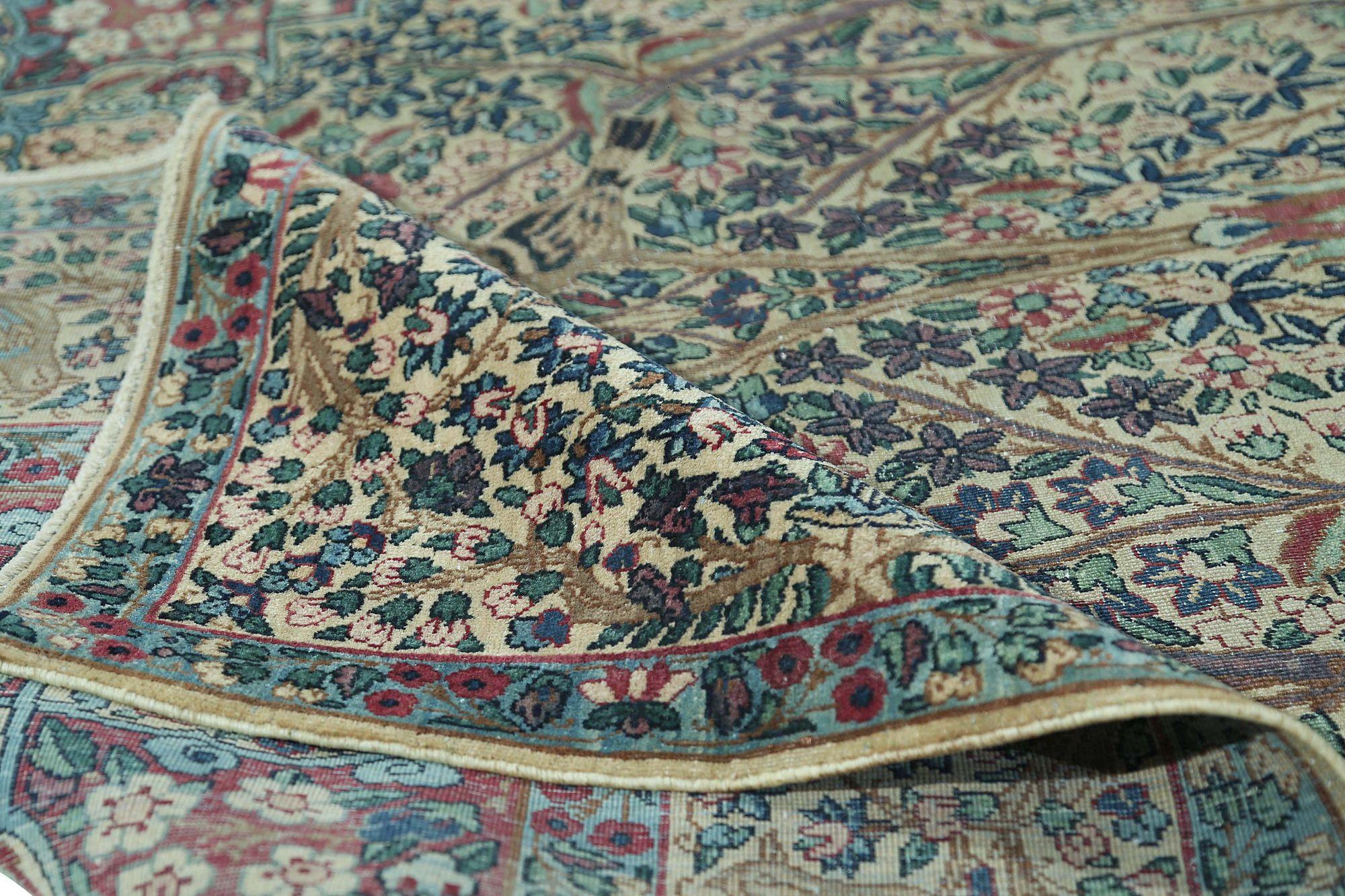 Persischer Kerman Kleiner Teppich - Wolle Elfenbein Design - 96772 (Irakisch) im Angebot