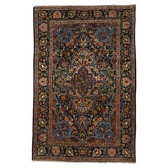 Persian Kermanshah Small Rug Circa 1910 - Blue Ivory Navy Blue Red