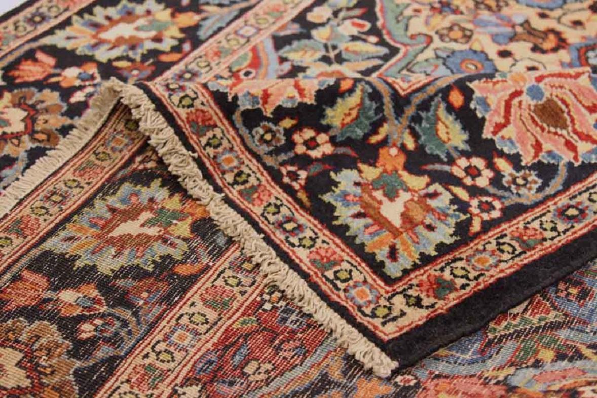 Persischer Kermanshah Kleiner Teppich Circa 1910 - Wolle Blau Elfenbein Marineblau Blau Rot 71097 (Asiatisch) im Angebot