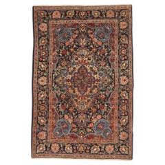 Persischer Kermanshah Kleiner Teppich Circa 1910 - Wolle Blau Elfenbein Marineblau Blau Rot 71097