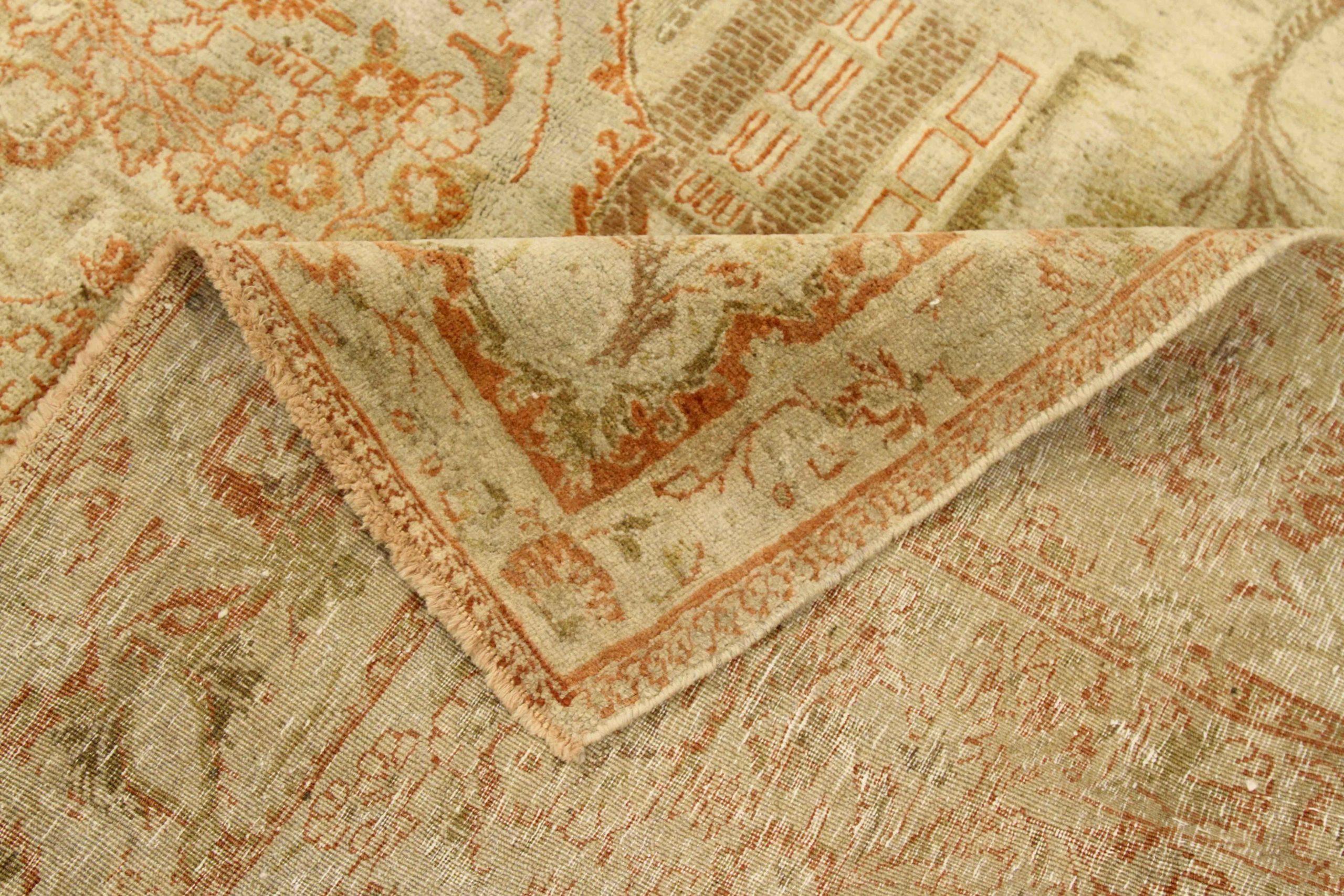 Asian Persian Kermanshah Small Rug Circa 1910 - Wool Ivory Red Design - 75704 For Sale