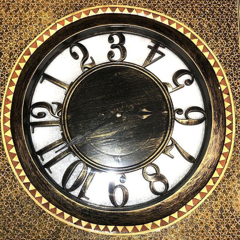 Late 20th Century Persian Khatam Kari Marquetry Inlaid Mosaic Square Wood Wall Clock For Sale