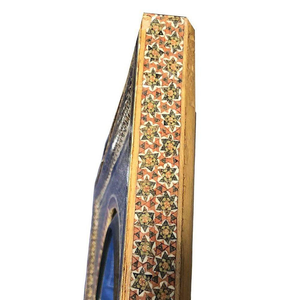 Persian Khatam Kari Marquetry Inlaid Mosaic Square Wood Wall Clock For Sale 1
