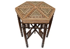 Boîte de table de travail Khatam perse, incrustation de bois faite à la main, design géométrique, années 1800