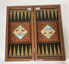 Handcrafted Persian Khatamkari Backgammon & Chess Set in Islamic Style