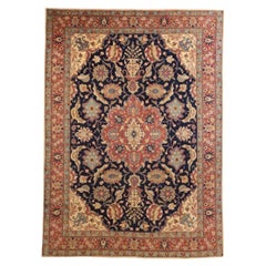 Persian Khoi Area Rugs Circa 1910 - Wool Ivory Navy Blue Red 71098