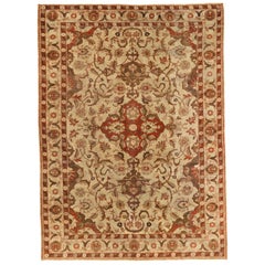 Persian Khoi Area Rugs - Wool Brown Ivory Red Design - 75876