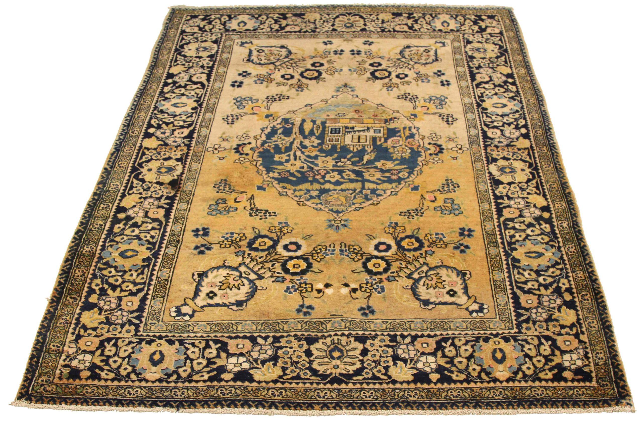 Discover the elegance of Persian Khoi featuring Small Rug in Circa 1880. Designed with Wool and IvoryNavy BlueYellow, this exclusive design is perfect for enhancing your space.