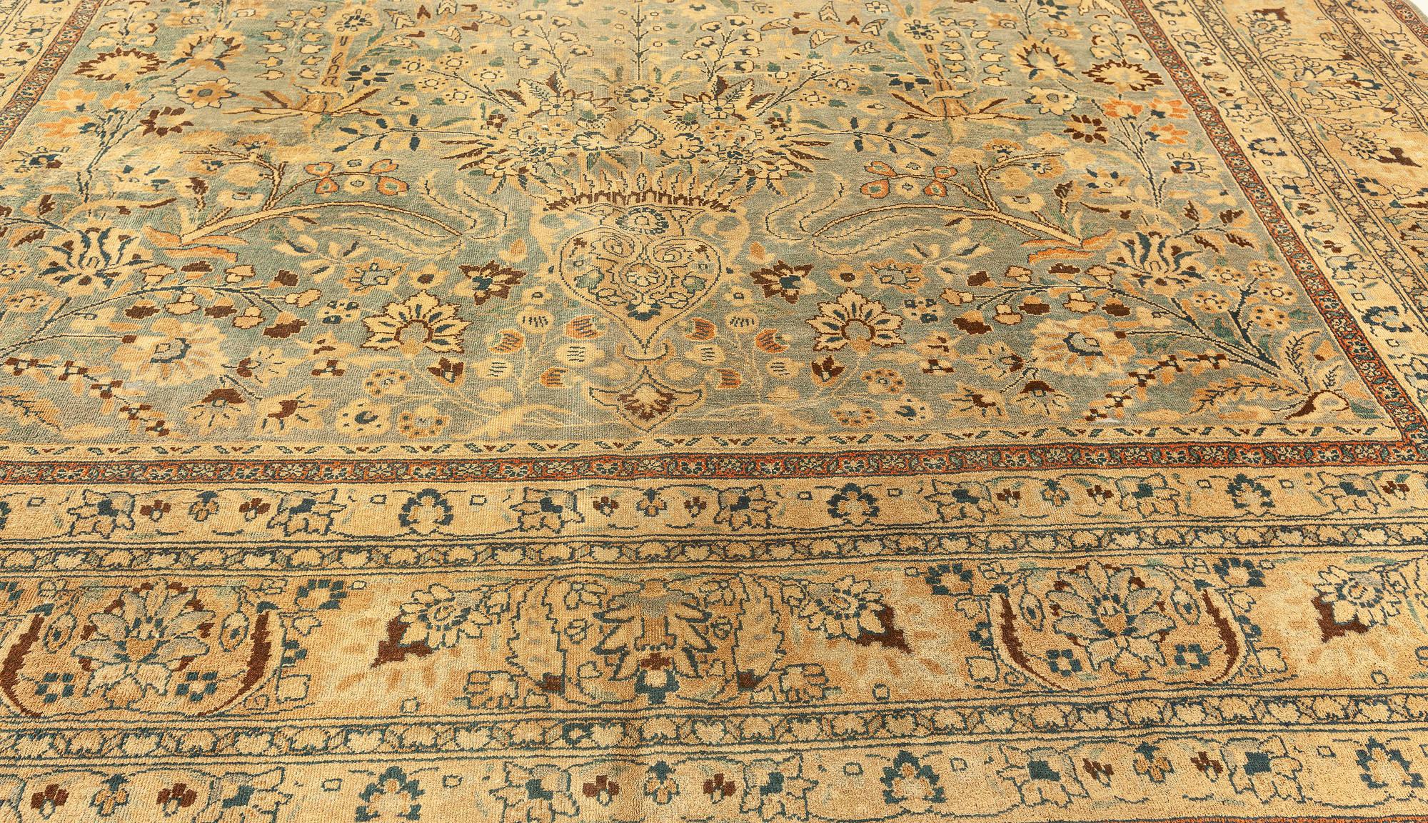 Early 20th Century Persian Khorassan Botanic Handmade Wool Rug For Sale 3