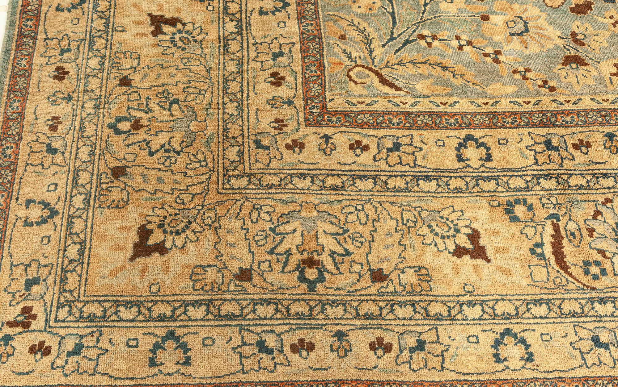 Early 20th Century Persian Khorassan Botanic Handmade Wool Rug For Sale 4