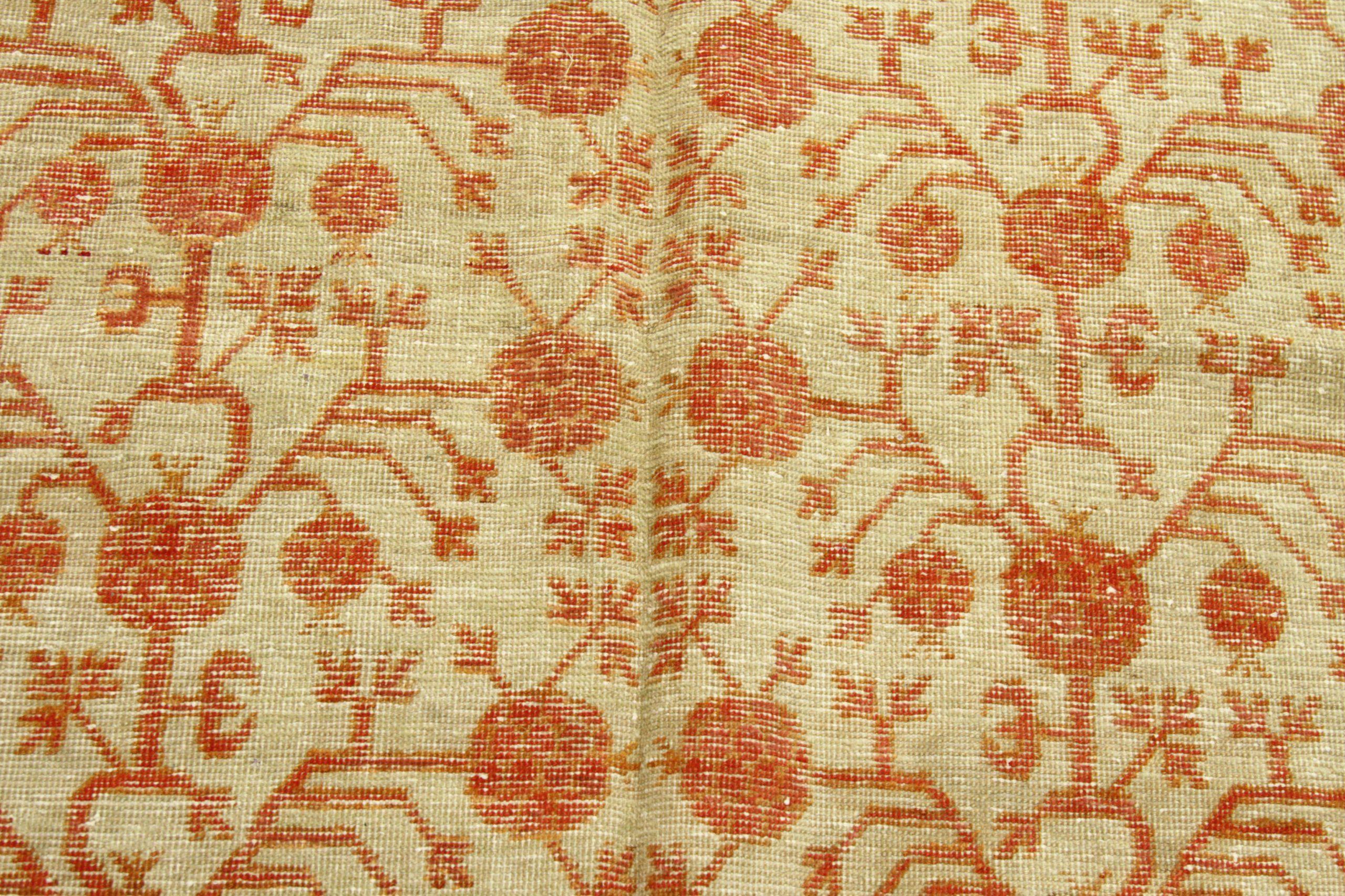 Persische Khotan Teppiche - Wolle Elfenbein Rot Gelb Design - 75589 (20. Jahrhundert) im Angebot