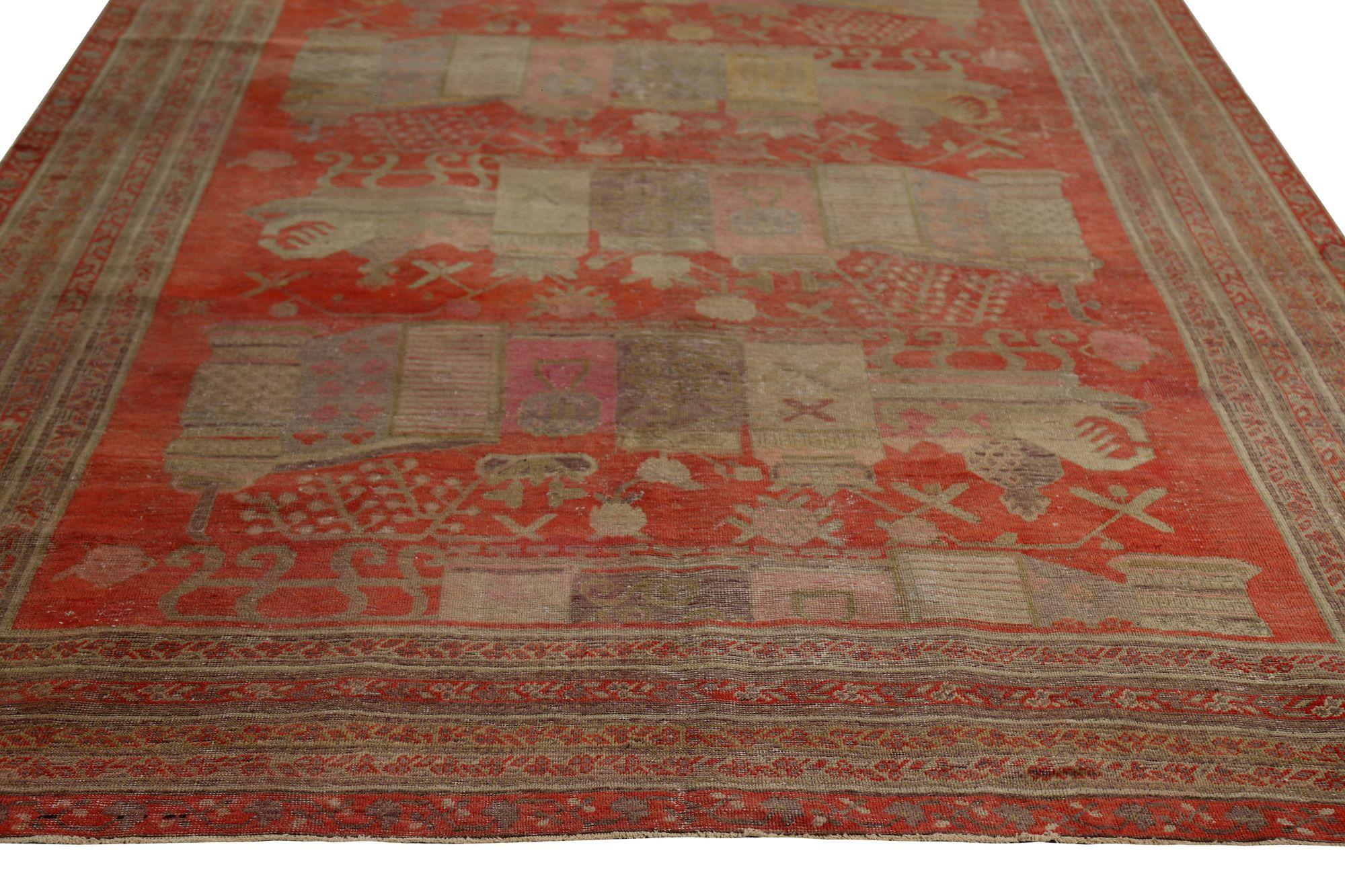Persische Khotan-Teppiche - Wolle Elfenbein Rosa Rot Design - 96828 (Irakisch) im Angebot