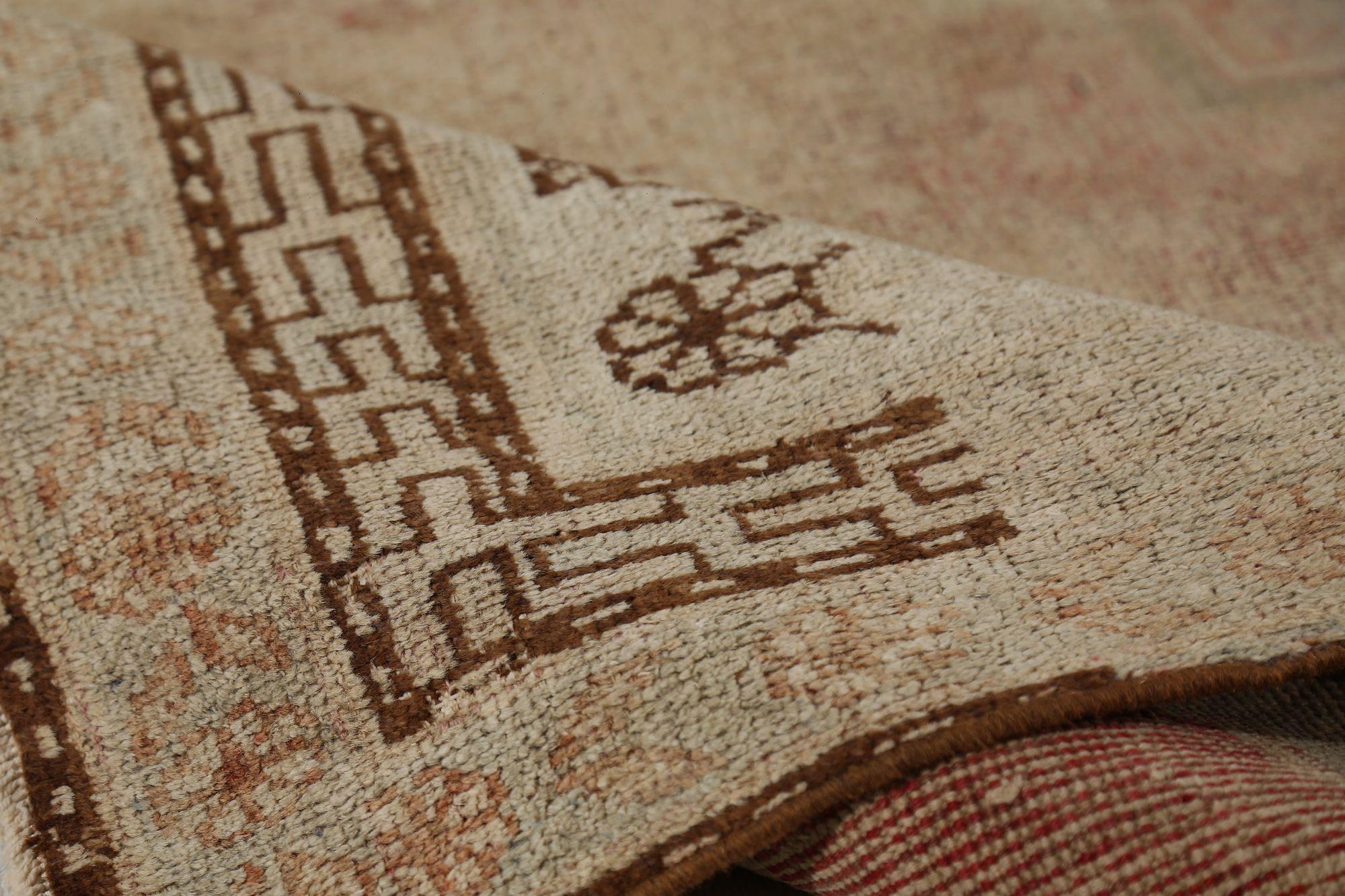 Persischer Khotan Läufer Teppich - Wolle Braun Taupe Design - 97996 (20. Jahrhundert) im Angebot