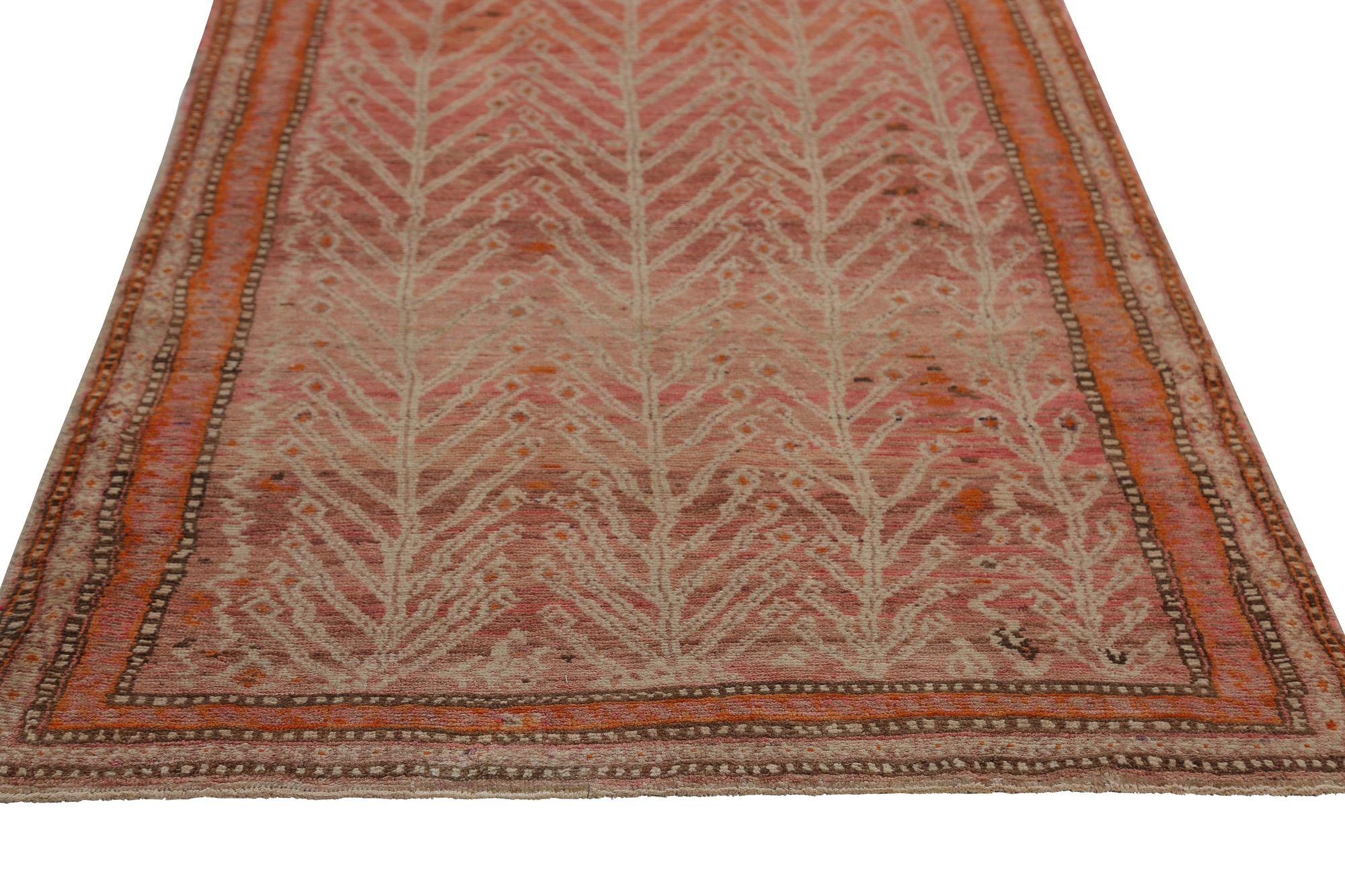 Persischer Khotan-Läufer - Wolle Rosa Rot Design - 96808 im Zustand „Hervorragend“ im Angebot in Dallas, TX