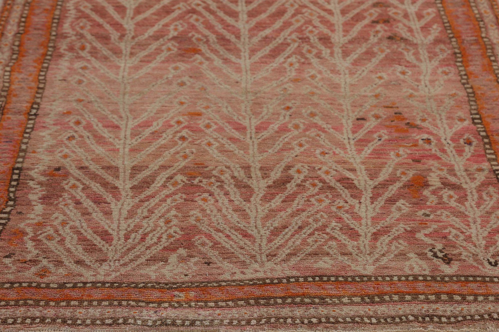 Persischer Khotan-Läufer - Wolle Rosa Rot Design - 96808 (20. Jahrhundert) im Angebot