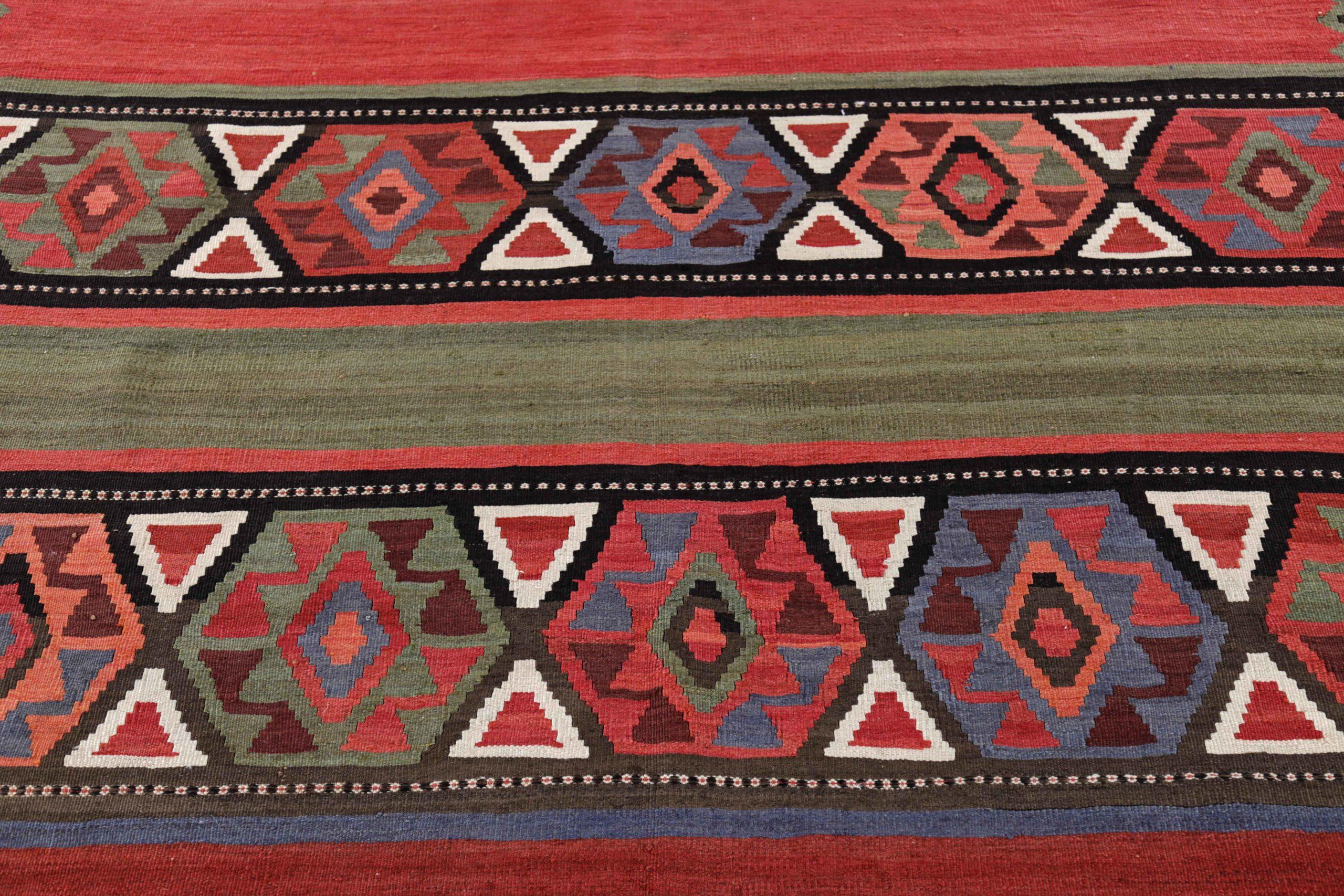 Alfombras Persas Kilim - Lana Azul Verde Rosa Rojo Diseño - 91521 en Excelente estado para la venta en Dallas, TX