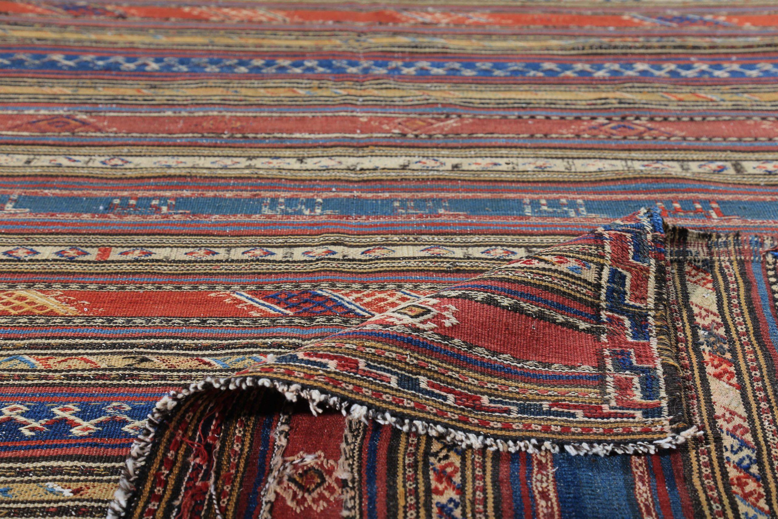 Persische Kilim Teppiche - Wolle Blau Rot Gelb Design - 89207 im Zustand „Hervorragend“ im Angebot in Dallas, TX