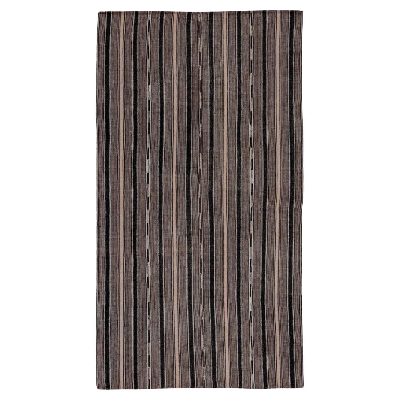 Persische Kilim Area Rugs CIRCA 1910 - Wolle Schwarz Braun Elfenbein Design - 91499