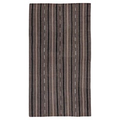 Persische Kilim Area Rugs CIRCA 1910 - Wolle Schwarz Braun Elfenbein Design - 91499