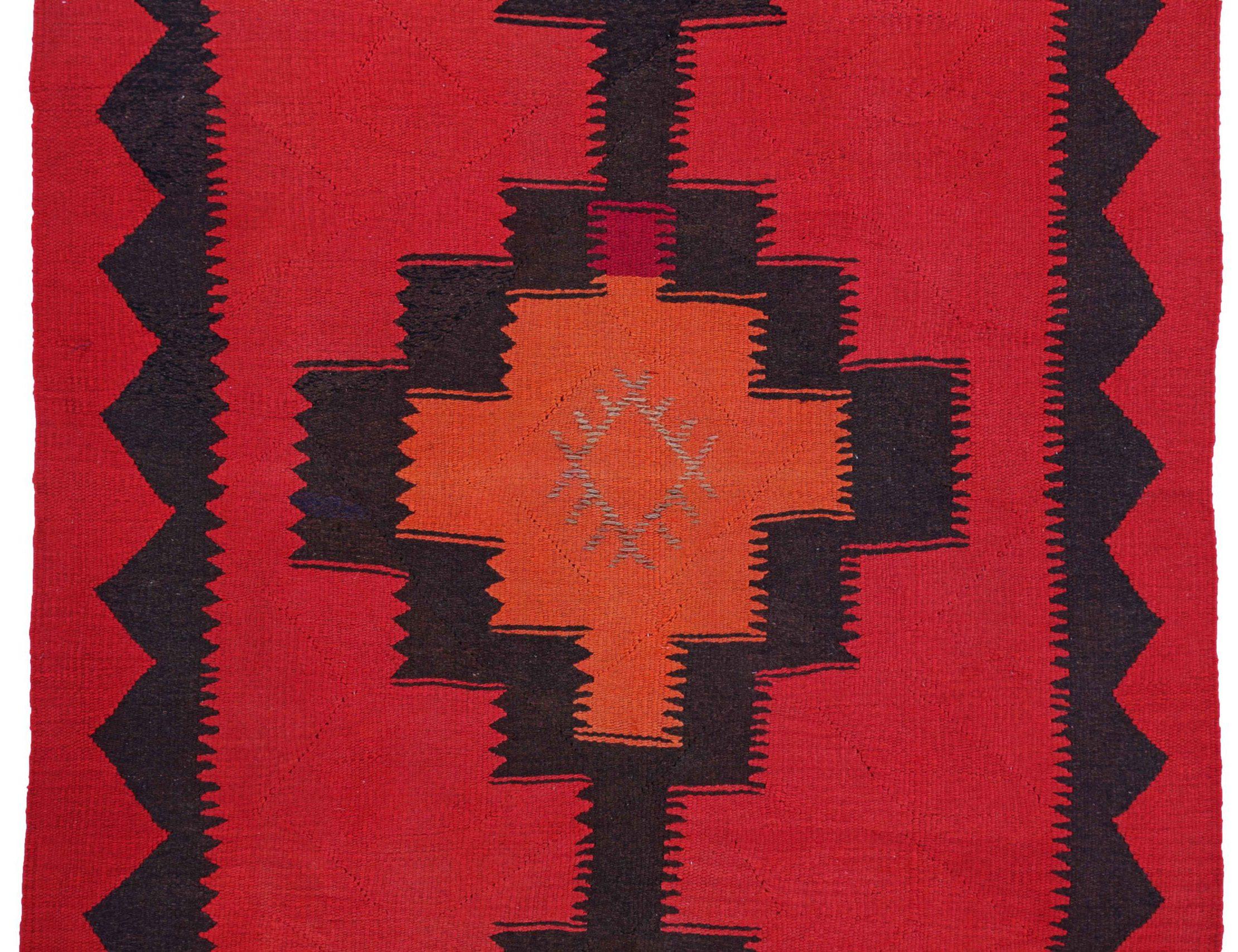 Persische Kelim-Teppiche um 1910 - Wolle Schwarz Orange Rot Design - 91453 (Asiatisch) im Angebot