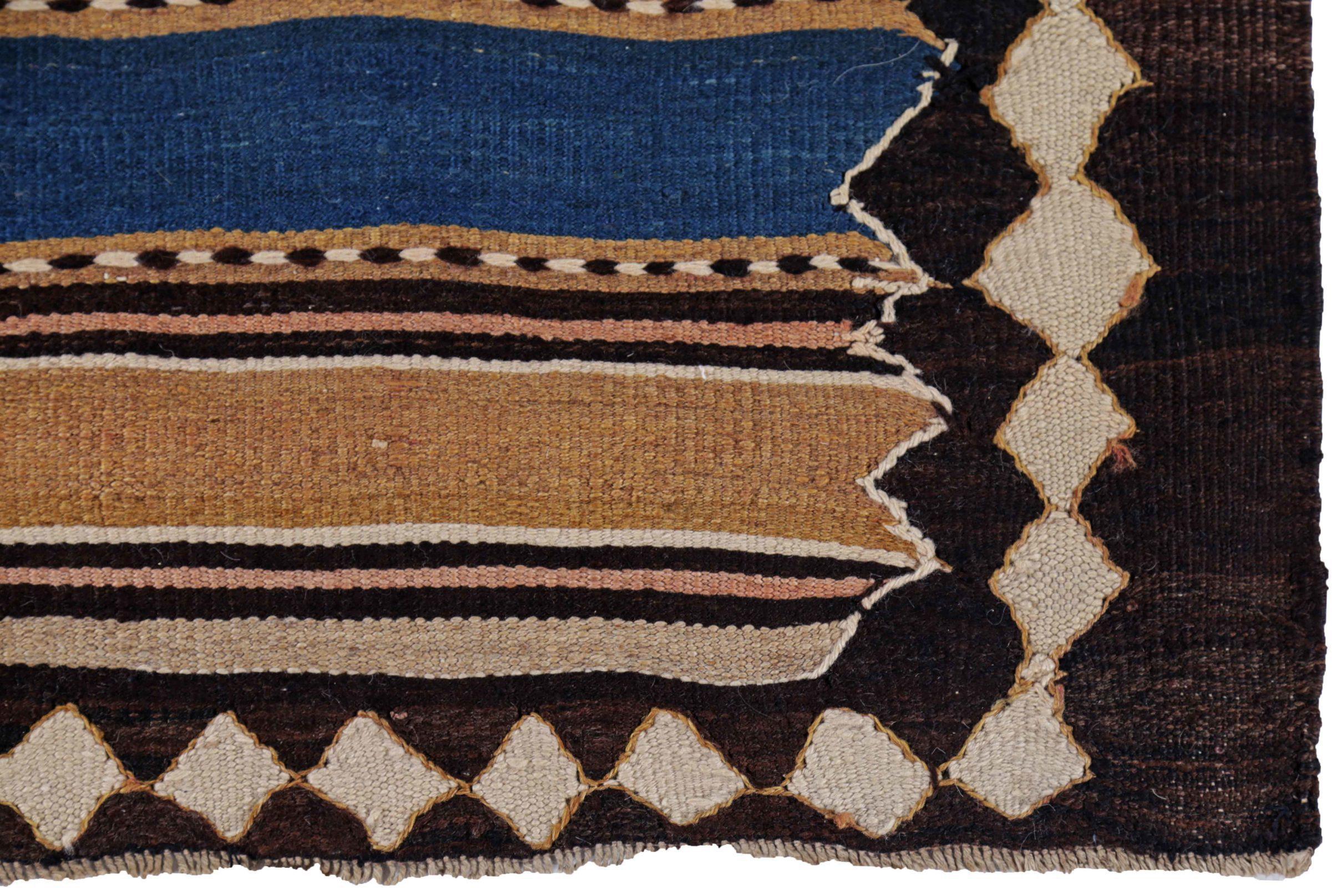 Persische Kilim Area Rugs CIRCA 1910 - Wolle Blau Braun Grün Elfenbein Design - 91458 im Zustand „Hervorragend“ im Angebot in Dallas, TX