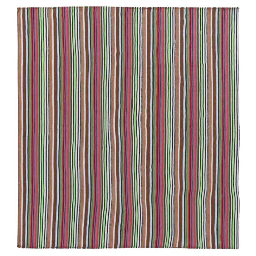 Persian Kilim Area Rugs Circa 1910 - Wool Blue Brown Green Ivory Pink - 91296 For Sale