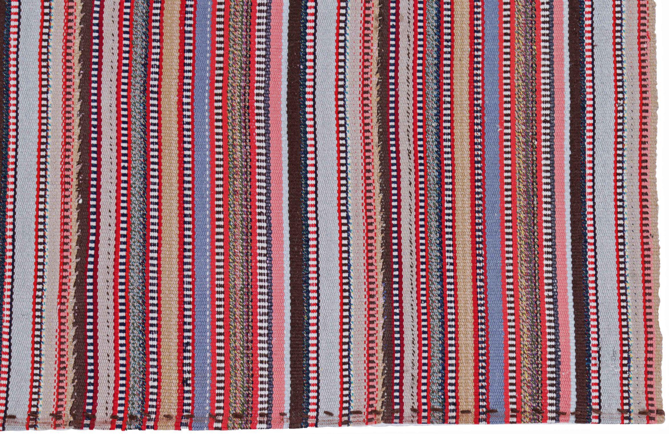 20ième siècle Tapis Kilim Persan Circa 1910 - Laine Bleu Brown Vert Ivoire Jaune - 91311 en vente