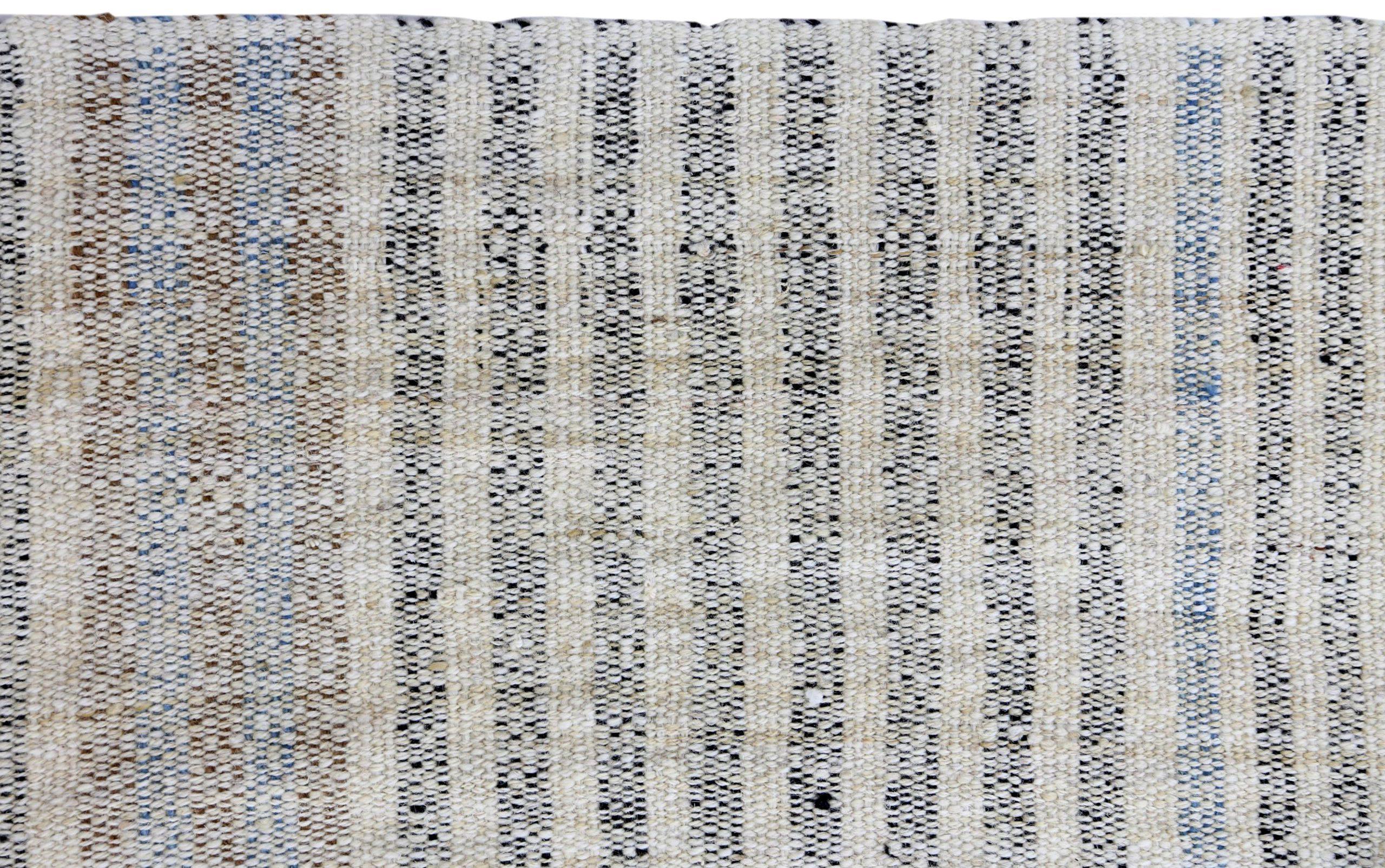 Alfombras Persas Kilim Circa 1910 - Lana Azul Marrón Diseño Marfil - 89966 Asiático en venta