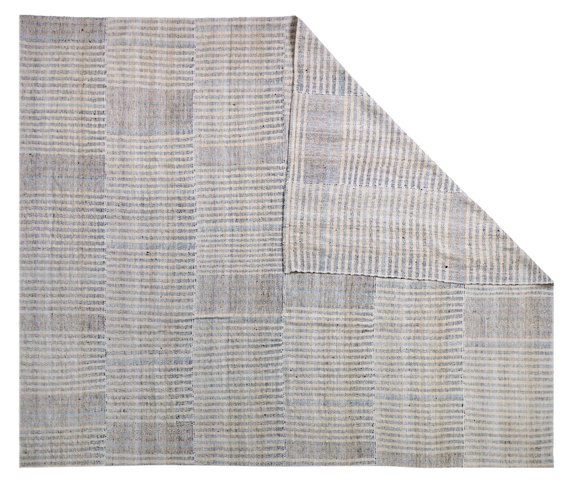 Alfombras Persas Kilim Circa 1910 - Lana Azul Marrón Diseño Marfil - 89966 siglo XX en venta