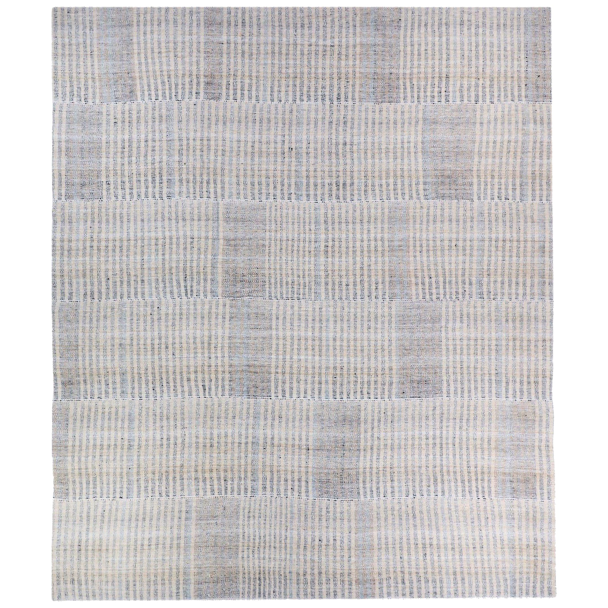 Persische Kilim Area Rugs CIRCA 1910 - Wolle Blau Braun Elfenbein Design - 89966