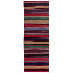 Tapis persans Kilim vers 1910 - Laine bleu vert ivoire violet rouge - 91253
