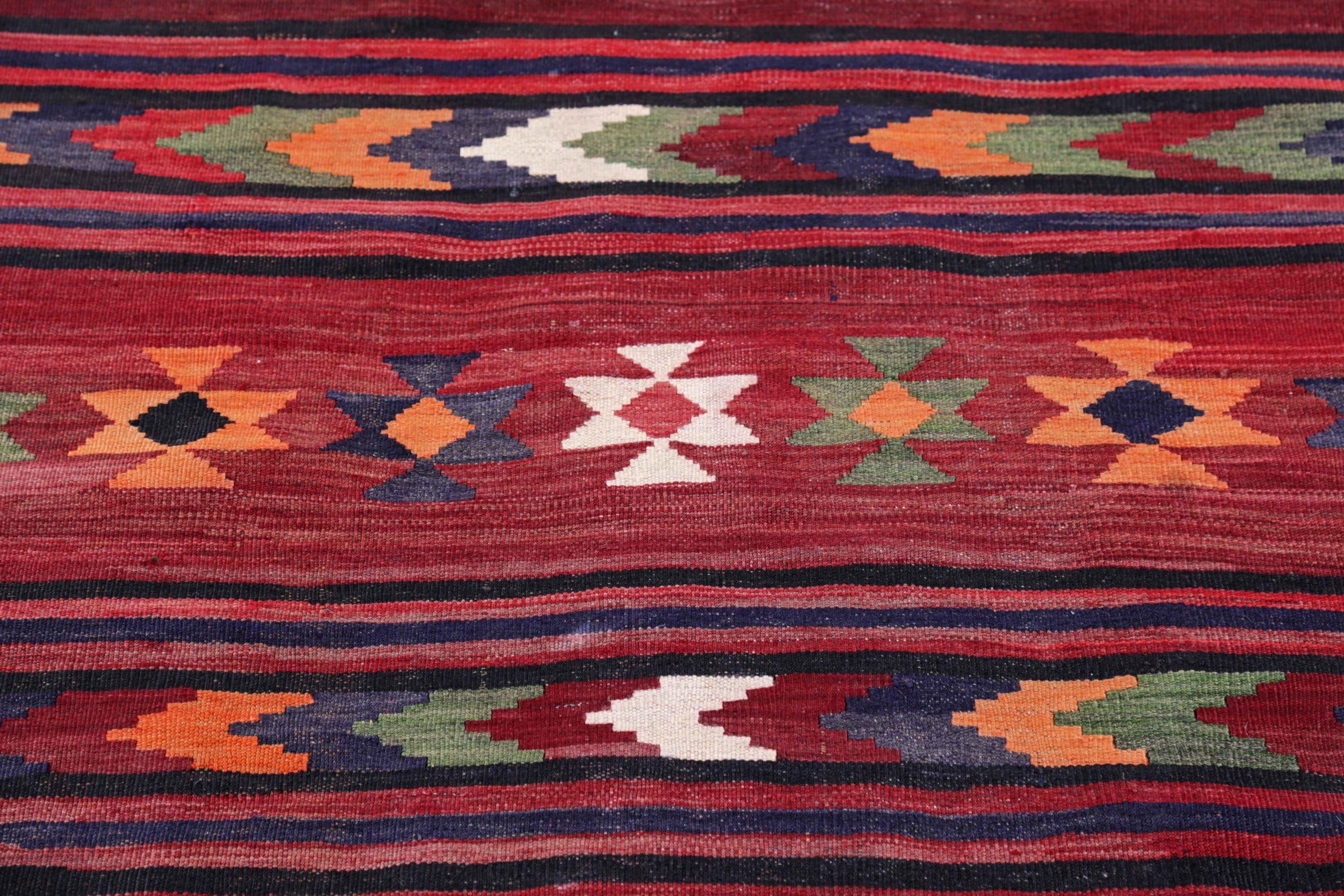 Tapis persans Kilim datant d'environ 1910 - Laine bleu vert orange rouge jaune - 91154 Excellent état - En vente à Dallas, TX