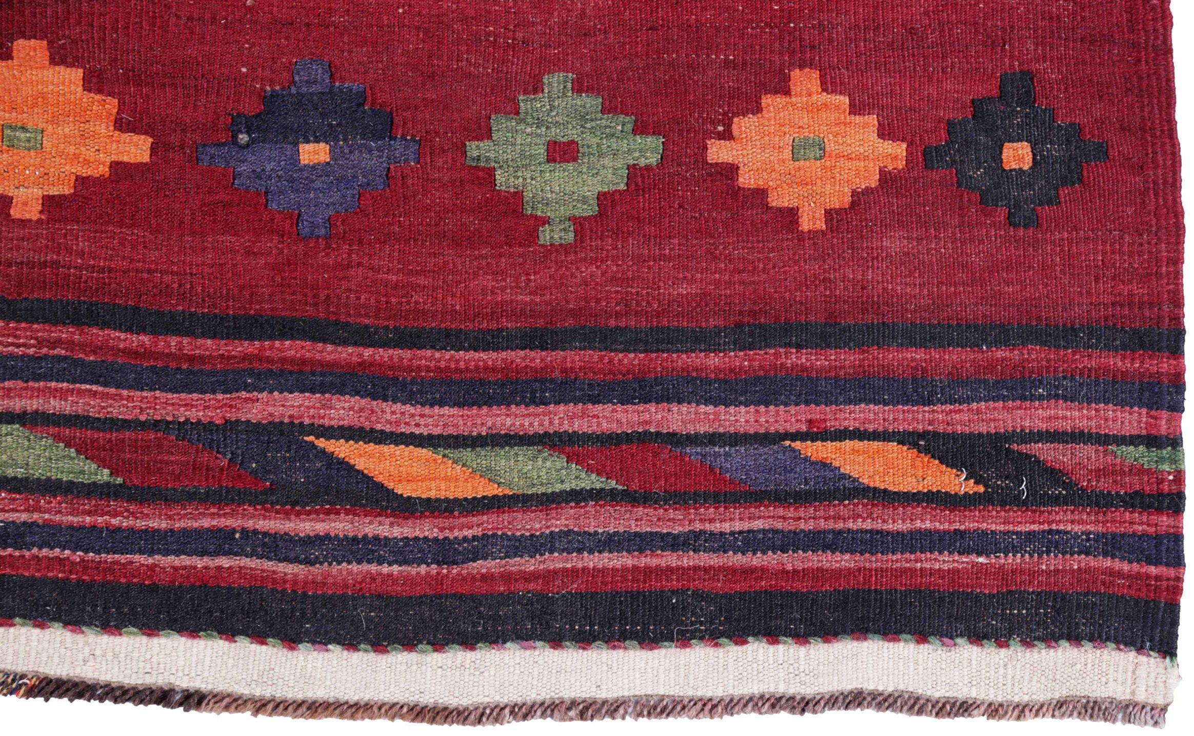 20ième siècle Tapis persans Kilim datant d'environ 1910 - Laine bleu vert orange rouge jaune - 91154 en vente