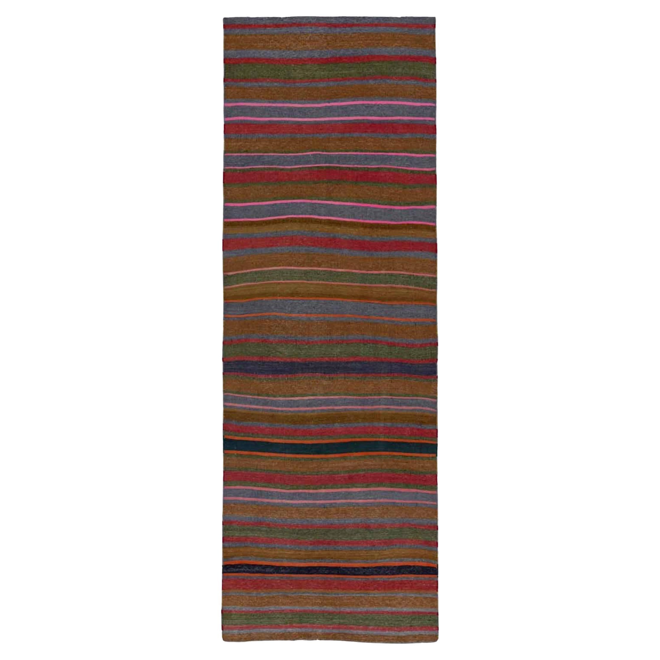 Persische Kelim-Teppiche um 1910 - Wolle Blau Grün Rosa Purpel Rot - 91469