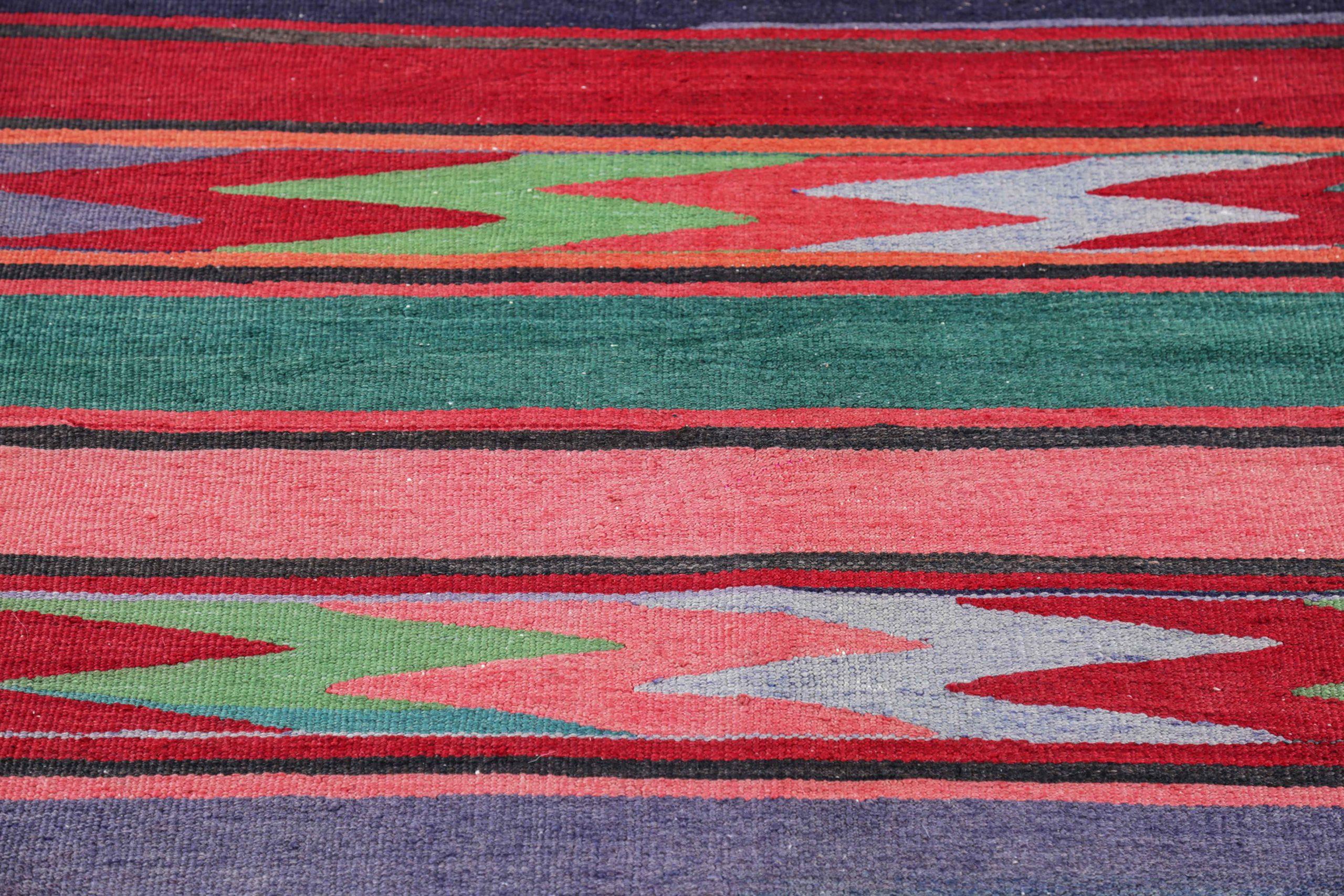 Persische Kelim-Teppiche um 1910 - Wolle Blau Grün Rosa Rot Design - 91118 im Zustand „Hervorragend“ im Angebot in Dallas, TX