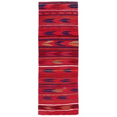 Persische Kelim-Teppiche um 1910 - Wolle Blau Elfenbein Rot Design - 91139