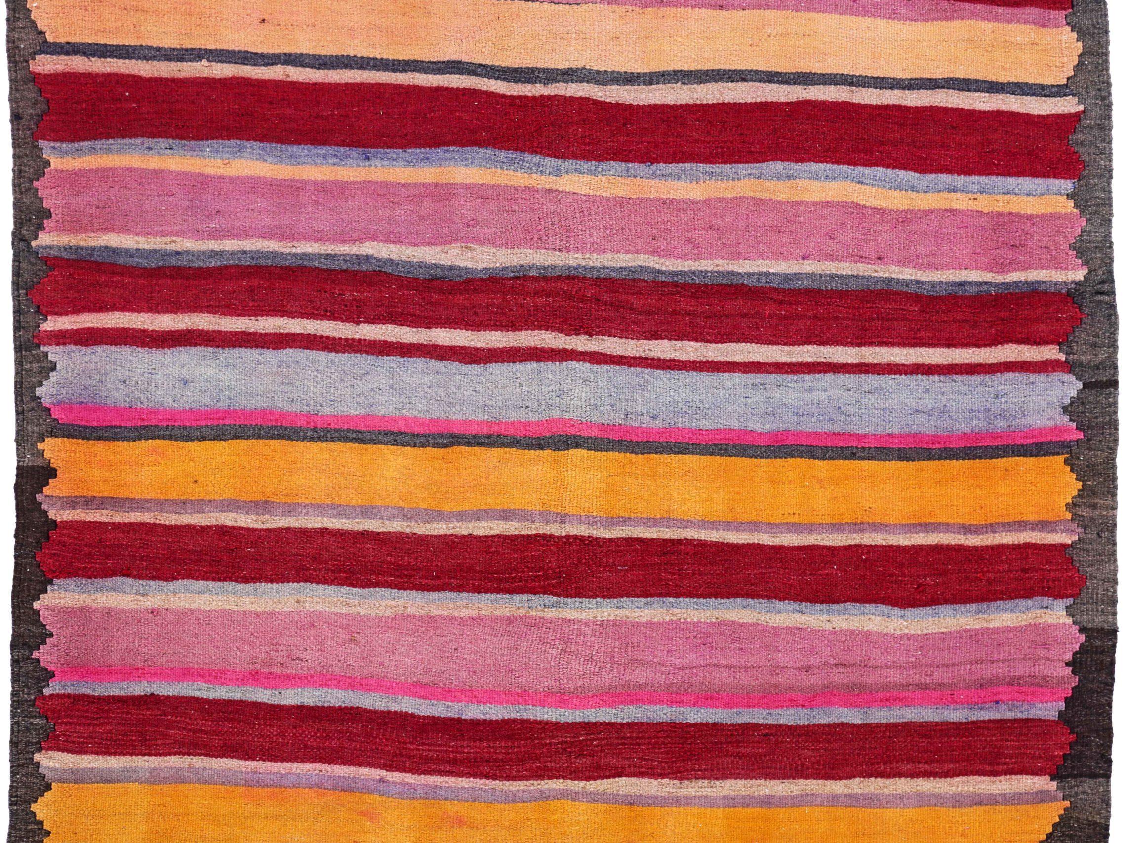 Persische Kelim-Teppiche um 1910 - Wolle Blau Orange Rosa Rot Design - 91235 (Asiatisch) im Angebot