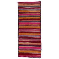 Tapis persans Kilim datant d'environ 1910 - Motif en laine bleu orange rose rouge - 91235