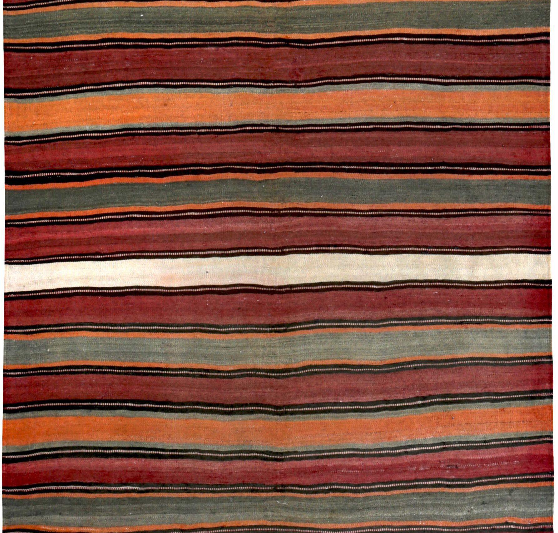 Persische Kelim-Teppiche um 1910 - Wolle Blau Orange Rot Design - 89533 (Asiatisch) im Angebot