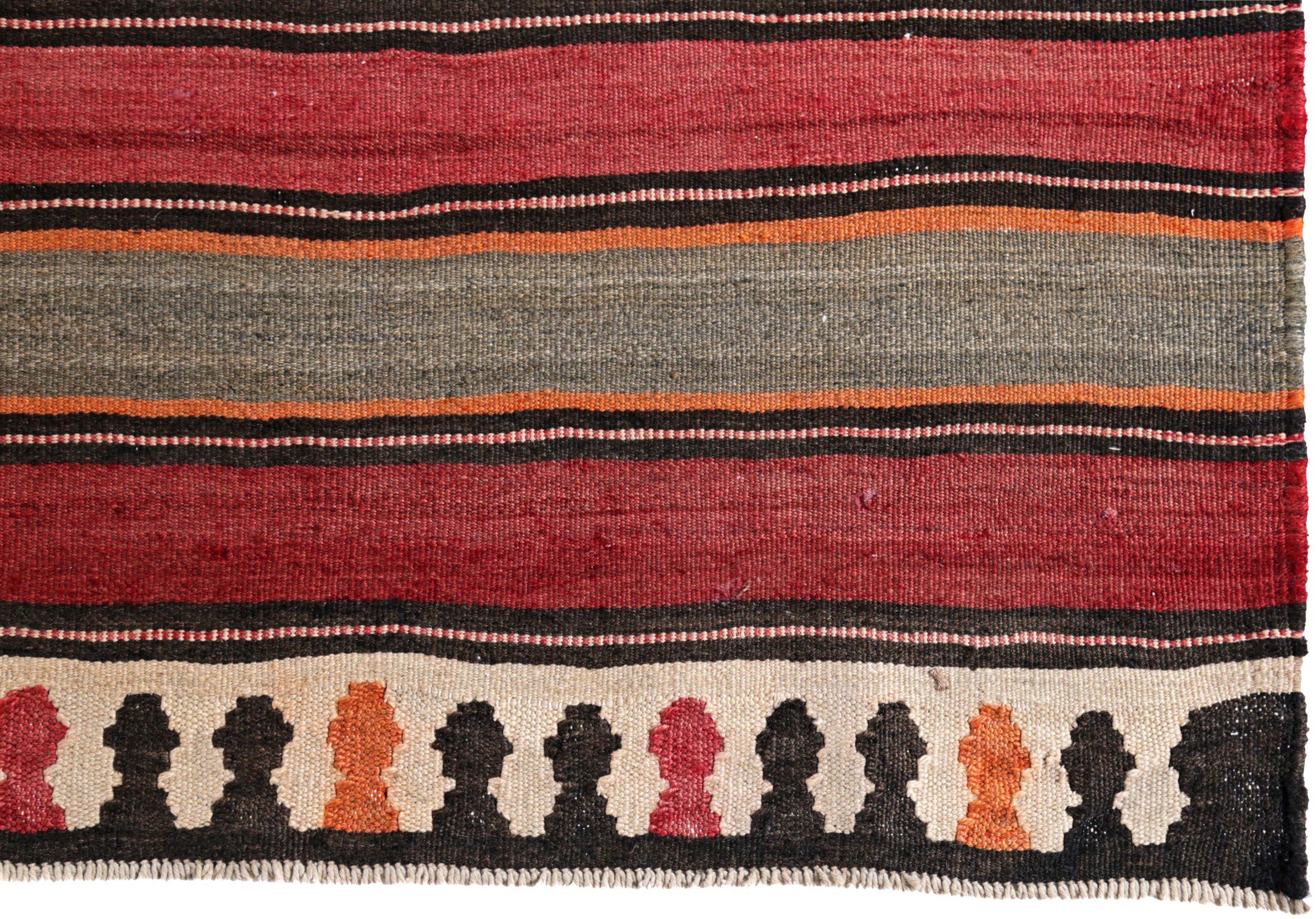 Persische Kelim-Teppiche um 1910 - Wolle Blau Orange Rot Design - 89533 im Zustand „Hervorragend“ im Angebot in Dallas, TX