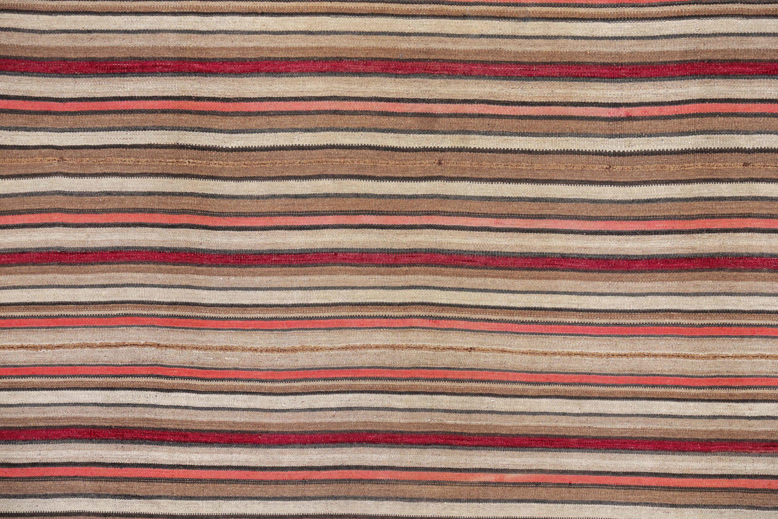Persische Kilim Area Rugs CIRCA 1910 - Wolle Braun Elfenbein Rosa Rot Design - 91127 (Asiatisch) im Angebot