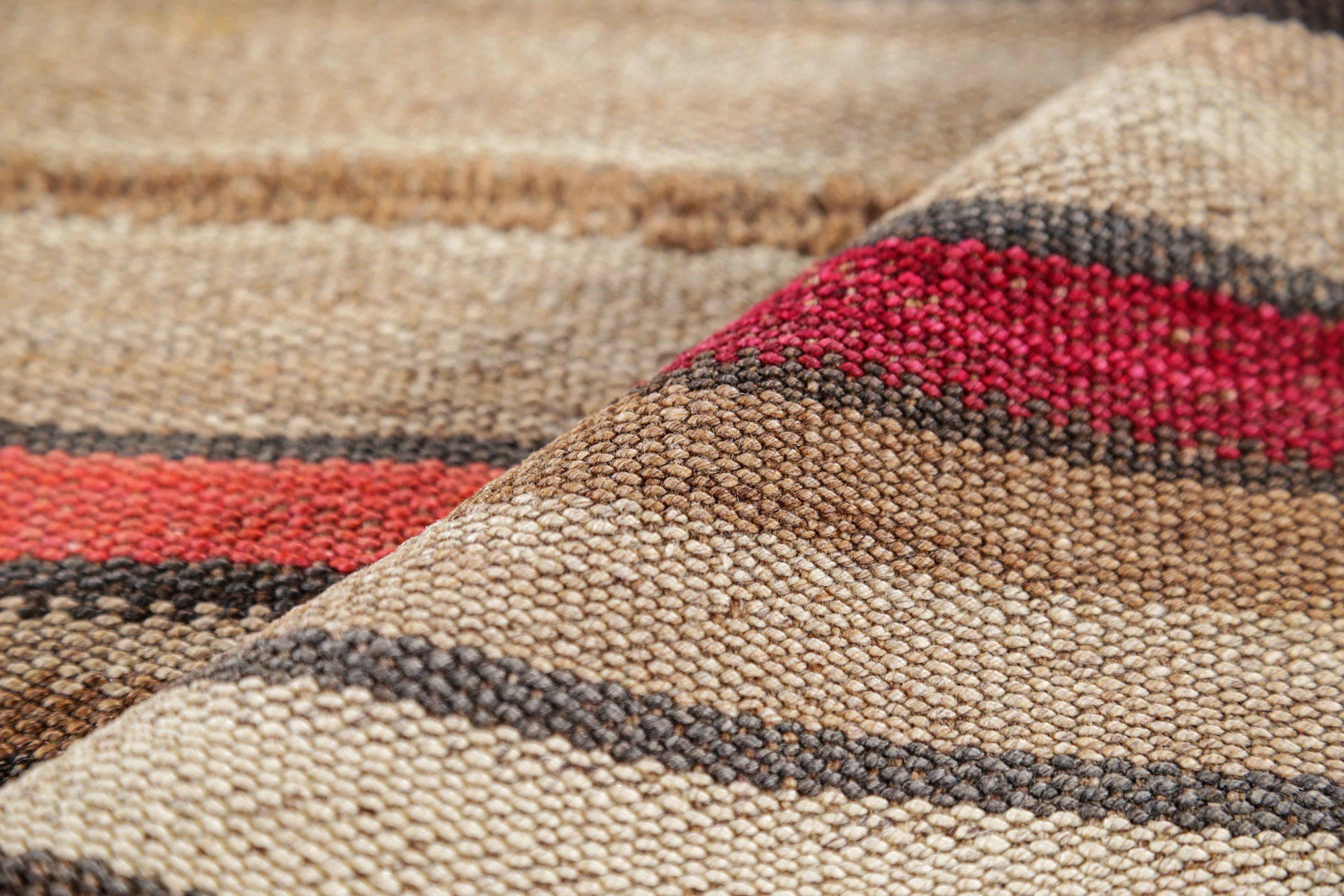 Persische Kilim Area Rugs CIRCA 1910 - Wolle Braun Elfenbein Rosa Rot Design - 91127 (20. Jahrhundert) im Angebot