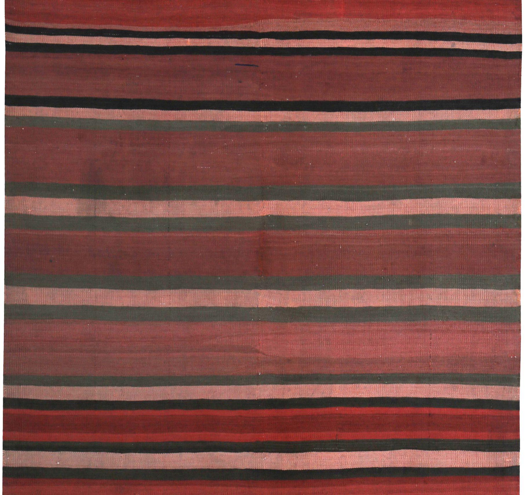 Asiatique Rugs Kilim Persans Circa 1910 - Laine Brown Pink Red Design - 89477 en vente