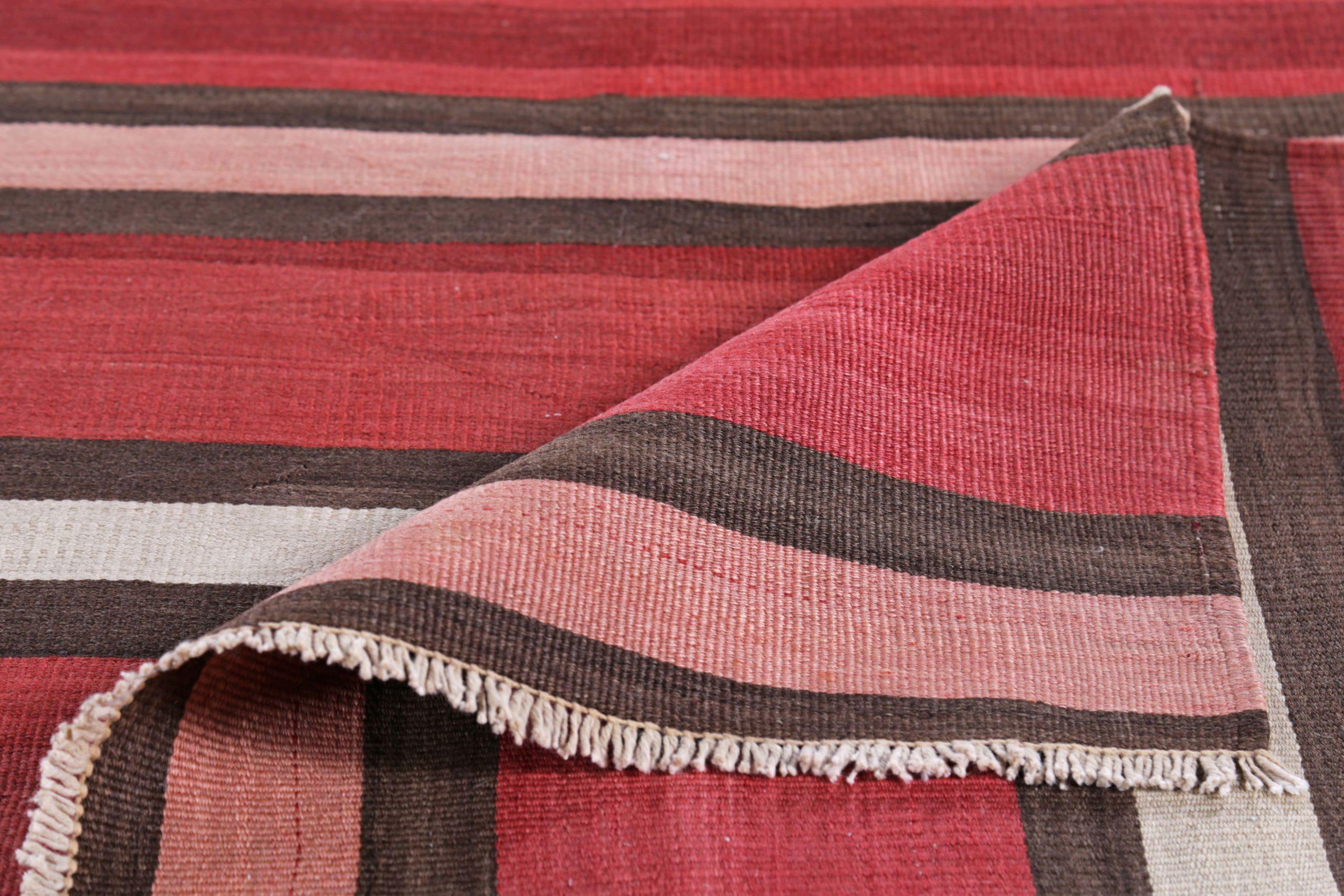 20ième siècle Rugs Kilim Persans Circa 1910 - Laine Brown Pink Red Design - 89477 en vente